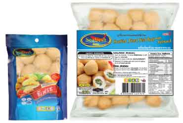 ลูกชิ้นปลาทอดสอดไส้ผักโขม